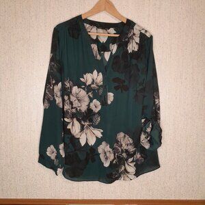 ZAC & RACHEL Floral Blouse w/ Roll-Up Sleeves Size 2X